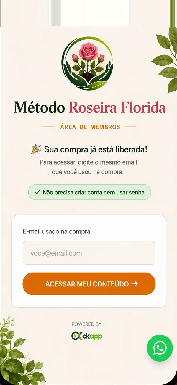 Área de membros real do Método Roseira Florida