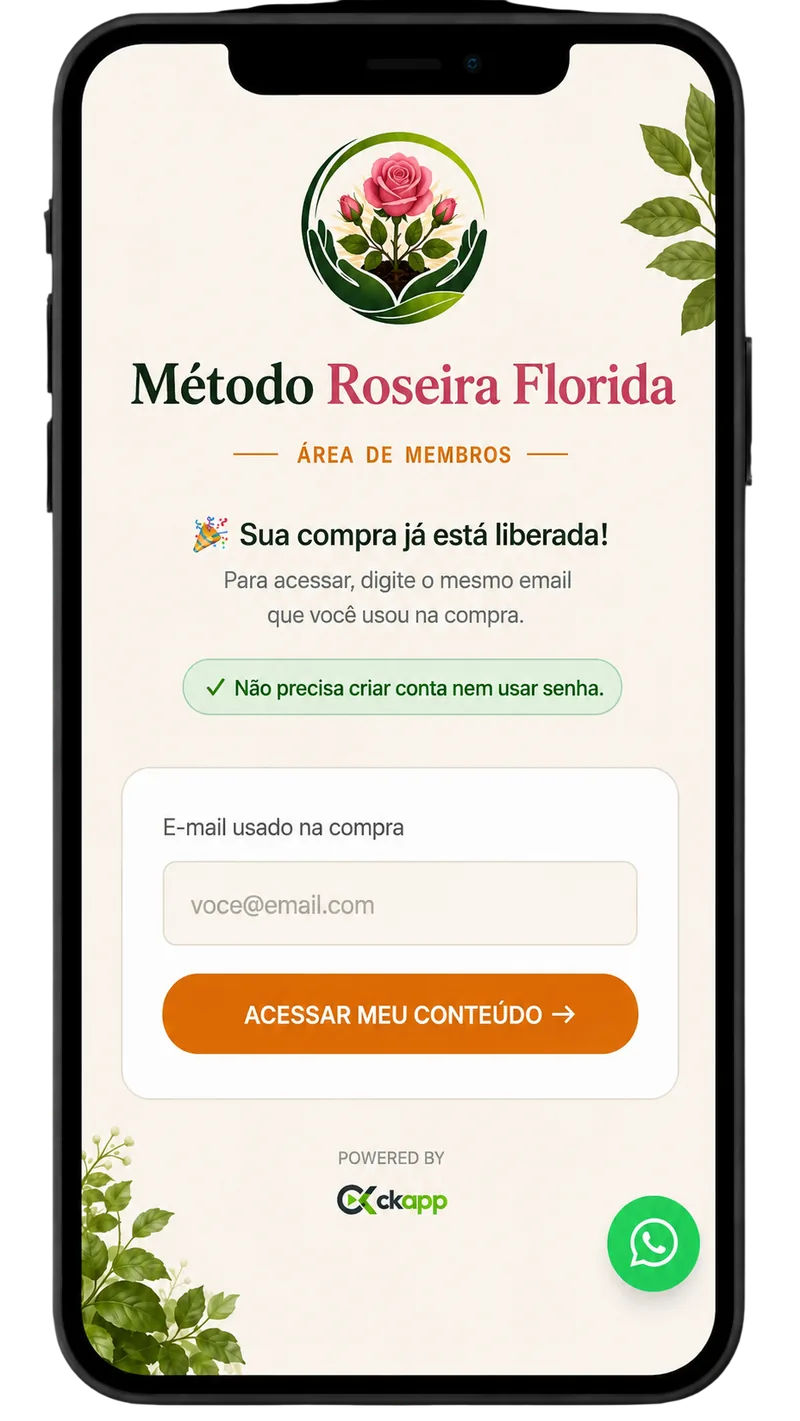 Tela real da área de membros do Método Roseira Florida